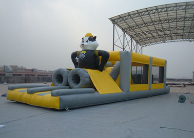 Yellow Outdoor Inflatable Amusement Park With Panda Model Customized