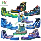 Slides infláveis personalizados Slides infláveis de água molhado Slide seco com piscina