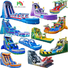 Slides infláveis personalizados Slides infláveis de água molhado Slide seco com piscina