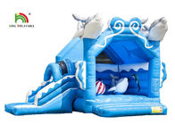 Personalize o castelo de salto inflável do golfinho azul do negócio 1.6ft para o dobro das crianças - ponto triplo