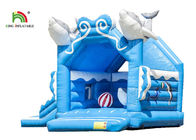Personalize o castelo de salto inflável do golfinho azul do negócio 1.6ft para o dobro das crianças - ponto triplo