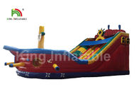 Castelo de salto inflável vermelho com o ventilador para a corrediça combinado do leão-de-chácara do navio da criança/pirata