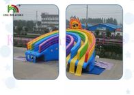 Anti - corrediça tripla do arco-íris do PVC das pistas dos parques infláveis UV da água com piscina para arrendamentos