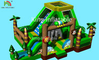 Castelo inflável do leão-de-chácara do campo de jogos da criança do parque de diversões da panda animal verde do tema