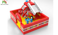 Castelo de salto inflável do leão-de-chácara do tema do caminhão da luta contra o incêndio para o divertimento comercial