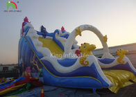 Parque temático inflável azul do campo de jogos da corrediça da criança dos leões-de-chácara de encerado do PVC