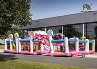 Parque de diversões inflável de Candyland do rosa comercial do PVC 10m de Plato com corrediça