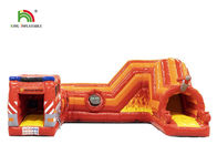 Curso de obstáculo inflável do carro de bombeiros 21ft vermelho do PVC 0.55mm para crianças