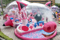 Campo de jogos inflável do porco comercial do rosa com tampa da barraca da bolha