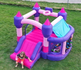 Casa de salto personalizada do castelo inflável cor-de-rosa do leão-de-chácara com corrediça