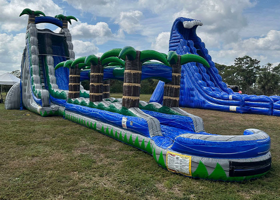 Corrediça de água dobro gigante inflável do PVC do jogo exterior de corrediças de água da criança grande inflável