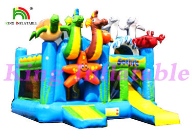 castelo de salto inflável de Multiplay de encerado do PVC de 0.55mm com os animais da corrediça e de mar