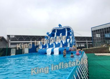 Parques infláveis da água da bacia azul do apoio do golfinho com PVC de Plato da corrediça