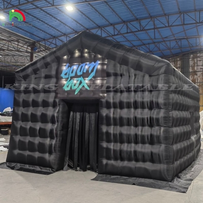 Tenda de festa portátil grande Casa de luz LED preta Bar discoteca Tenda de cubo inflável