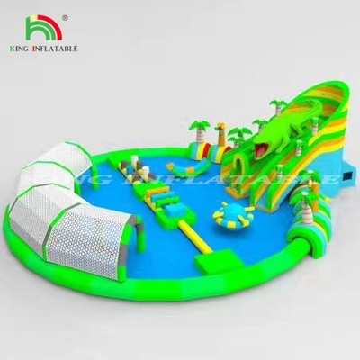 Equipamento comercial de brinquedos aquáticos Terra móvel inflável Parque aquático subterrâneo Grande escorrega de piscina