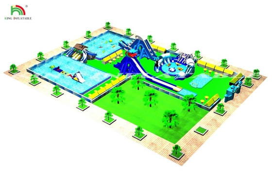 Projeto de Design de Parque Aquático Jogos de Parque Inflável Curso de Obstáculos Salto de Água Slide com piscina