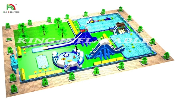 Projeto de Design de Parque Aquático Jogos de Parque Inflável Curso de Obstáculos Salto de Água Slide com piscina