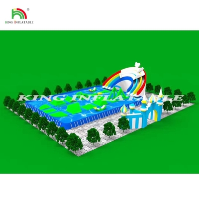 Equipamento comercial de brinquedos aquáticos Terra móvel Parque aquático subterrâneo inflável com grande escorrega para adultos