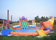 Jogos infláveis do parque da água de encerado exterior do PVC na terra com 3 corrediças