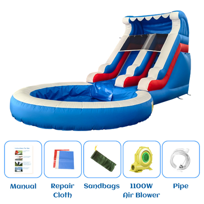 Vendas directas de fábrica Slide de água inflável com piscina Slides de água infláveis para adultos e crianças