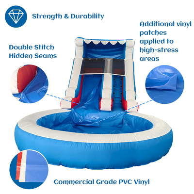 Vendas directas de fábrica Slide de água inflável com piscina Slides de água infláveis para adultos e crianças