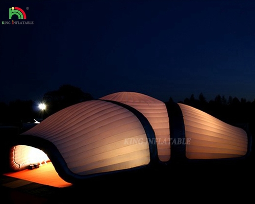 Tenda de acampamento inflável ao ar livre com faixa de luz LED