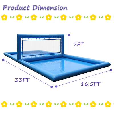 33x16.5x7FT Campo de voleibol inflável Rede de voleibol de praia Valeibol piscina Água Campo com bomba de ar para jogos ao ar livre
