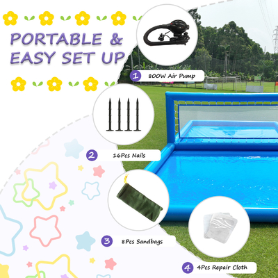 33x16.5x7FT Campo de voleibol inflável Rede de voleibol de praia Valeibol piscina Água Campo com bomba de ar para jogos ao ar livre