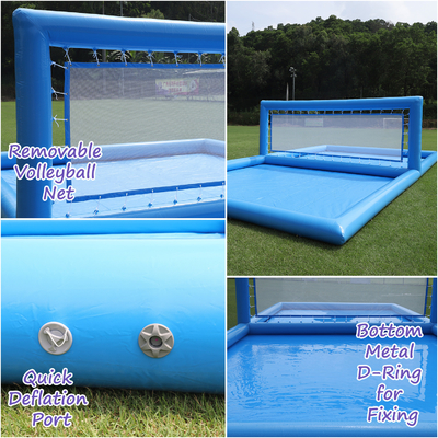 33x16.5x7FT Campo de voleibol inflável Rede de voleibol de praia Valeibol piscina Água Campo com bomba de ar para jogos ao ar livre