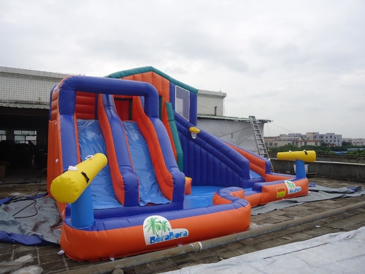 Parque aquático gigante de pista dupla inflável