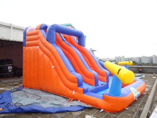 Parque aquático gigante de pista dupla inflável