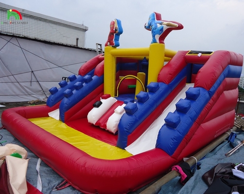 Slides de água infláveis comerciais populares com piscina Slides de água de pista dupla infláveis para crianças e adultos
