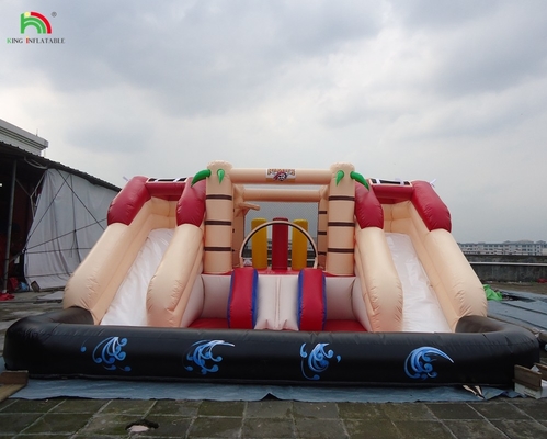 Conjunto de porta-malas inflável personalizado Castelo seco e molhado Conjunto de pista dupla Slide de água inflável com piscina