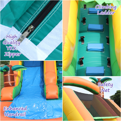 Slide comercial de água seca e úmida inflável Tropical Fiesta Breeze Kids Slide de água inflável com piscina