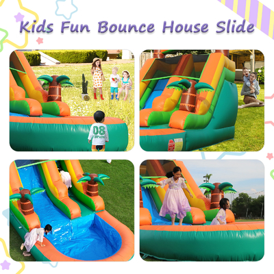 Slide comercial de água seca e úmida inflável Tropical Fiesta Breeze Kids Slide de água inflável com piscina