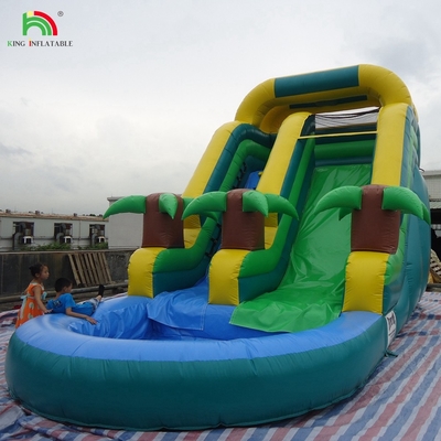 Slide duplo de água inflável Slide de palmeira inflável Slide úmido e seco para crianças e adultos