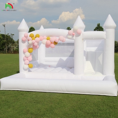 Commercial Branco Inflavel Bounce Castle House Crianças Slide de Água com Furo de Bola