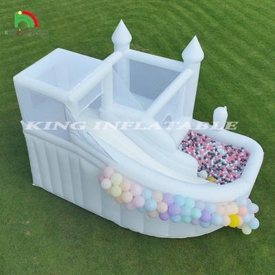 Combo de salto inflável branco Bouncy Castle House Kids Water Slide com bola pit