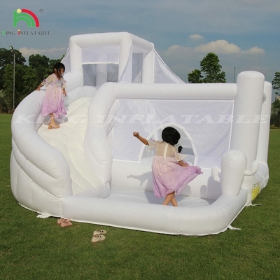 Combo de salto inflável branco Bouncy Castle House Kids Water Slide com bola pit
