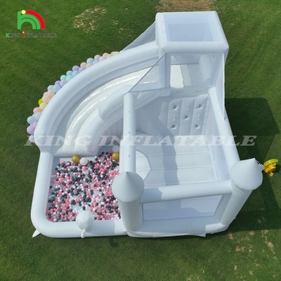 Combo de salto inflável branco Bouncy Castle House Kids Water Slide com bola pit
