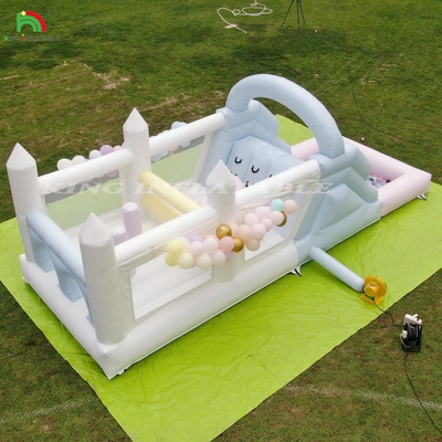 Bouncer inflável Combo Curso de Obstáculos Bounce Castelo Casa com Slides Bola Pit Climbing Blower
