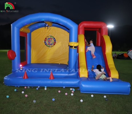 Castelo inflável para crianças com sopro, castelo de salto com escorrega, escalada, obstáculos, trampolim, piscina de bola