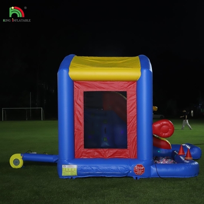 Castelo inflável para crianças com sopro, castelo de salto com escorrega, escalada, obstáculos, trampolim, piscina de bola