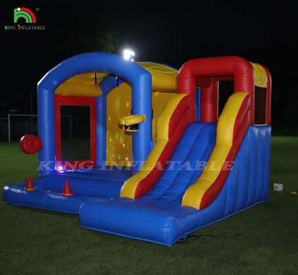 Castelo inflável para crianças com sopro, castelo de salto com escorrega, escalada, obstáculos, trampolim, piscina de bola