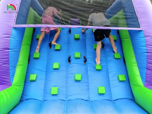 Combo de escorregador de água inflável de pista dupla com obstáculo de piscina para subir