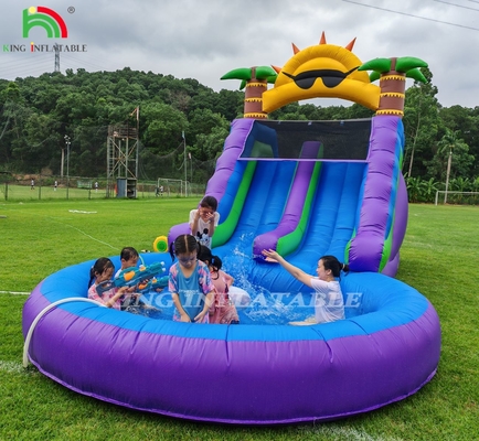 Combo de escorregador de água inflável de pista dupla com obstáculo de piscina para subir