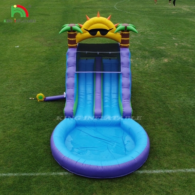 Combo de escorregador de água inflável de pista dupla com obstáculo de piscina para subir