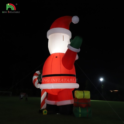 Ornamento inflável do Pai Natal 33ft Gigante de desenhos animados com luzes LED para decoração de festa de jardim de Natal