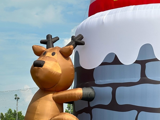 20ft 26ft 33ft inflável Papai Noel na chaminé com renas decoração de Natal ao ar livre explodir Papai Noel
