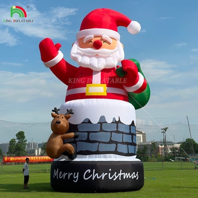 20ft 26ft 33ft inflável Papai Noel na chaminé com renas decoração de Natal ao ar livre explodir Papai Noel